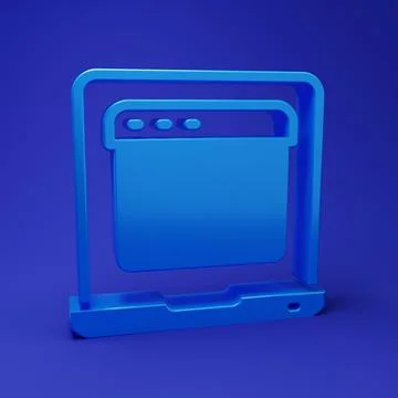 Blue Laptop with browser window icon isolated on blue background. Computer .. Stock Illustration