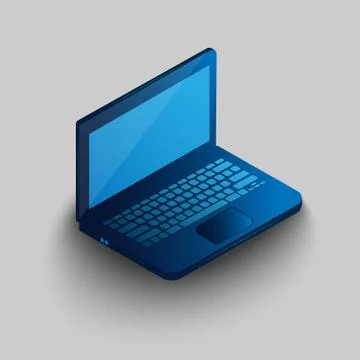 Blue laptop communication technology isolate Stock Illustration