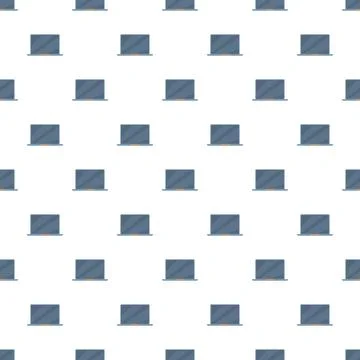 Blue laptop computer digital technology seamless pattern Stock Illustration