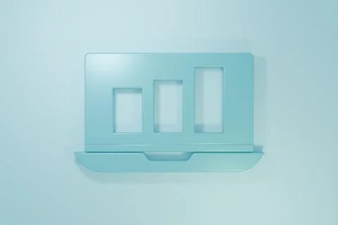 Blue Laptop with graph chart icon isolated on blue background. Report text .. Stock Illustration