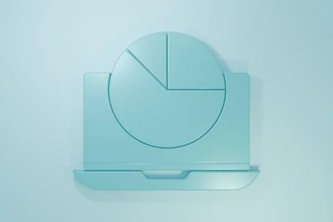 Blue Laptop with graph chart icon isolated on blue background. Report text .. Stock Illustration