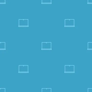 Blue laptop icon - seamless pattern on blue background イラスト素材