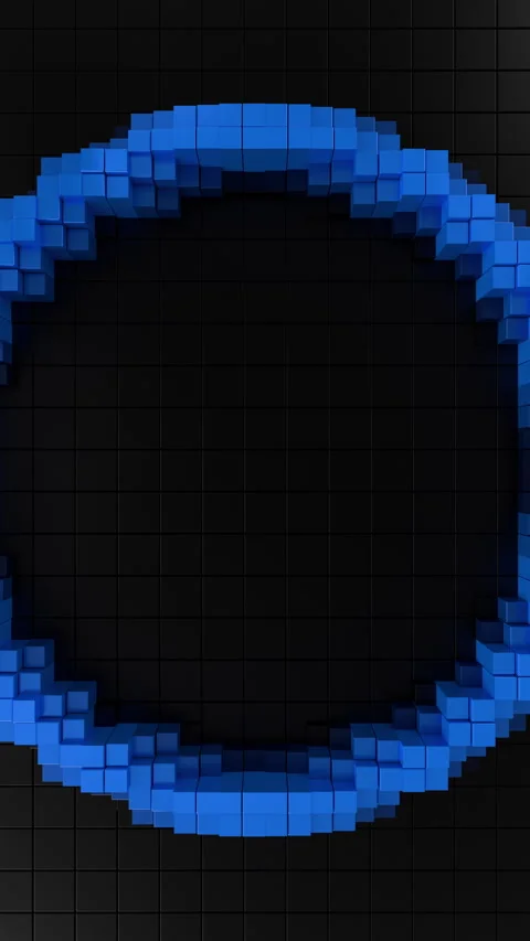 Blue Large Futuristic Vertical Ring Seamless Abstract 3D Loop. 3D rendering Видео 333669861