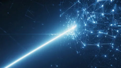 Blue Laser Beam Abstract Network 4K Digital Space Background Stock Footage 319002429