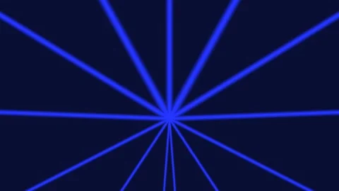 Blue laser beams radiate from a center on a dark backdrop Stock Footage 338228560