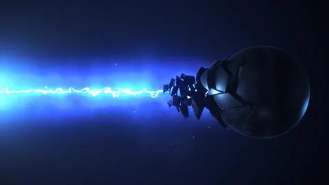 Blue laser destroys the sphere 3d illustration Illustrazione stock