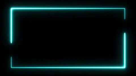 Blue laser effect neon glowing frame animation isolated on black Background Stock Footage 321608203