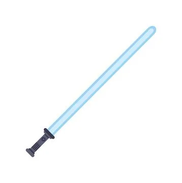 Blue laser sword weapon flat vector icon Stock Illustration