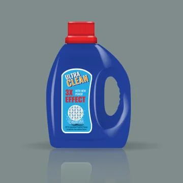 Blue laundry detergent bottle mock up with high detail. Vector illustration. Stock Illustration