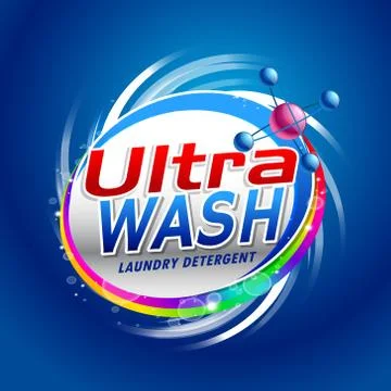 Blue laundry detergent packaging concept design template Stock Illustration