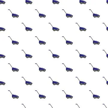 Blue lawn mower vector drawing seamless pattern イラスト素材