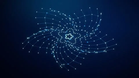 Blue Layered Radial Data Bloom Technology Background Stock Illustration