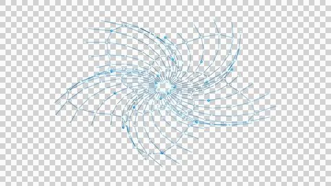 Blue Layered Radial Data Bloom Isolated on Transparent Background Stock Illustration