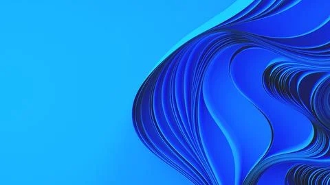 Blue layers of cloth or paper warping. Abstract fabric twist. 3d render Stock Illustration