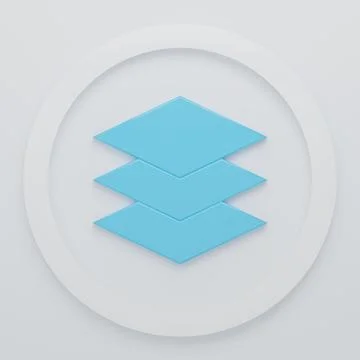 Blue Layers icon isolated on white background. Minimalism concept. 3D rende.. Illustrazione stock