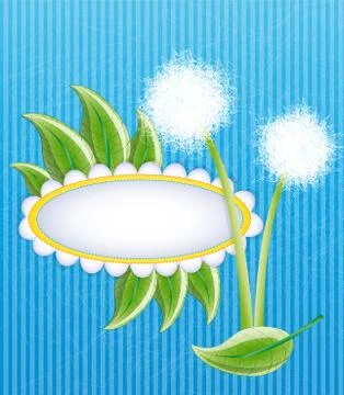 Blue layout with dandelions Illustrazione stock