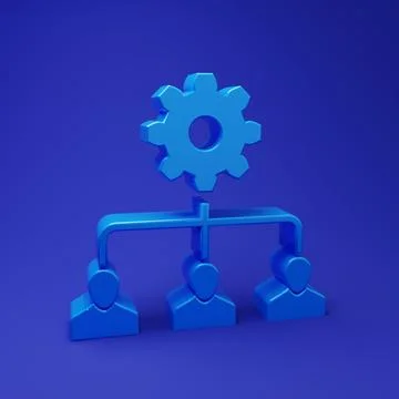 Blue Lead management icon isolated on blue background. Minimalism concept. .. Stock Illustration