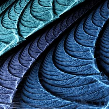 Blue leaf. Abstract floral texture. Computer-generated fractal in blue, viole Stock Illustration