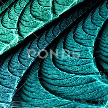 Blue leaf. Abstract floral texture. Computer-generated fractal in emerald gre Stock Illustration