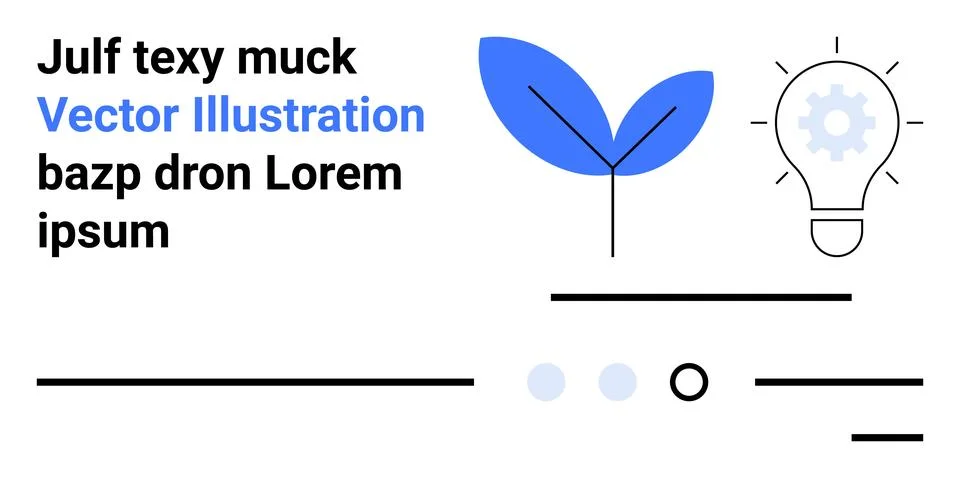 Blue leaf and white light bulb with cog represent growth and ideas for creati Stock Illustration
