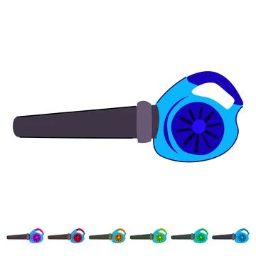 Blue leaf blower cleaning garden and yard debris graphic Ilustração Stock
