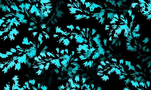 Blue leaf branch pattern on black background Stock Illustration
