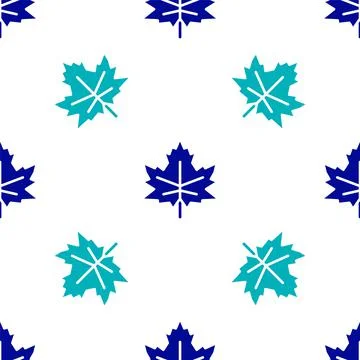 Blue Leaf icon isolated seamless pattern on white background. Leaves sign. Fr Illustrazione stock