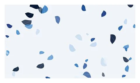 Blue leaf petals scattering across light background for cool fresh breeze c.. 스톡 일러스트