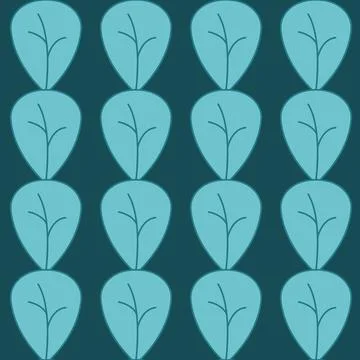 Blue leaf seamless pattern cute flat hand drawn background for design Stock Illustration