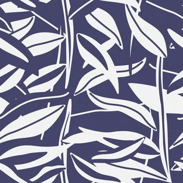 Blue Leaf Seamless Pattern Design 스톡 일러스트