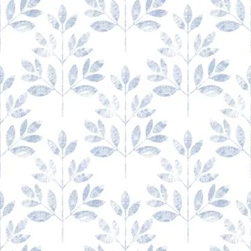 Blue leaf seamless pattern on white Stock-Illustration