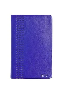 Blue leather 2017 diary note book on white background Stock Photos