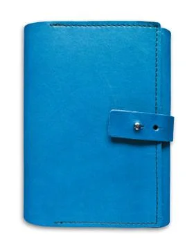Blue leather case notebook isolated Stock Photos
