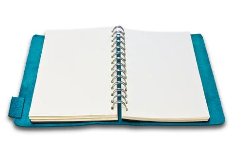 Blue leather case notebook isolated Stock Photos