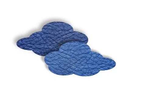 Blue leather clouds on white. Cloud computing concept. Stock Photos