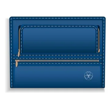 Blue leather folder icon, realistic style Stock Illustration