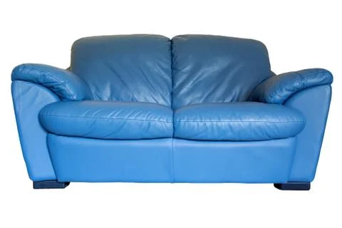 Blue leather sofa 写真素材