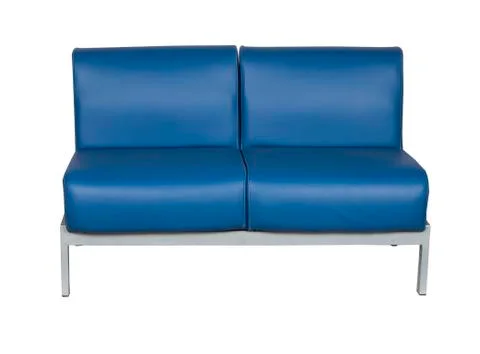 Blue leather sofa Stock Photos