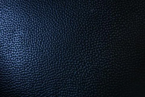 Blue Leather Texture, One Side Highlights and One Part Shadows. Stock Photos