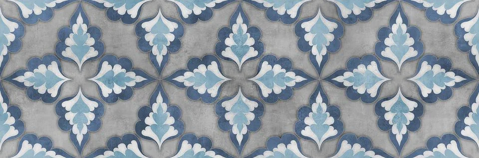 Blue leaves pattern with cement texture background イラスト素材