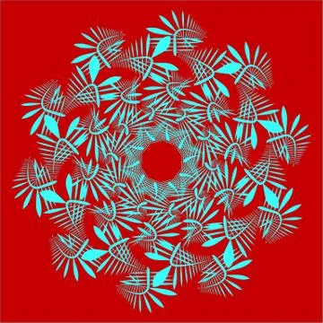 Blue leaves on a red background Stock Illustration