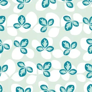 Blue Leaves repeat pattern. Vector seamless pattern. Stock Illustration