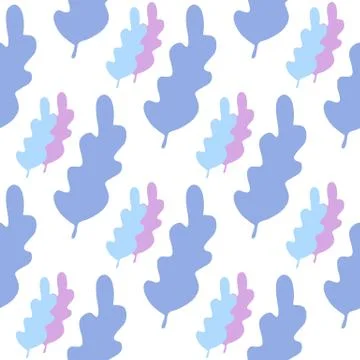 Blue leaves seamless pattern in pastel colors. Leaf branch backdrop. Stock Illustration