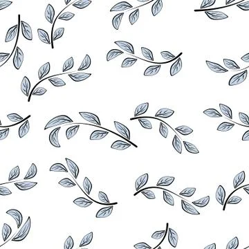 Blue leaves on a white background. Stock Illustration