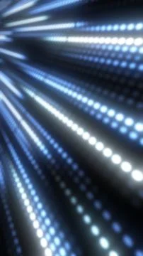 Blue LED dot beams forming a futuristic tunnel with depth and perspective, .. Illustrazione stock