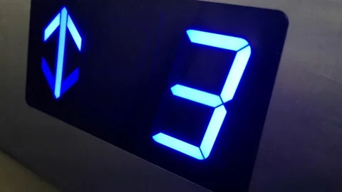 Blue led elevator Digits Counting Stock Footage 130582875