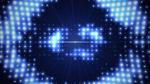 Blue led lights flickering in abstract circular pattern for dynamic stage b.. Stock Footage 347995624
