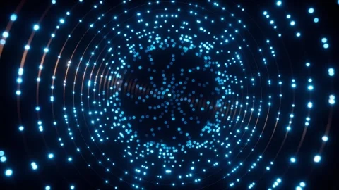 Blue led lights swirl in circular motion creating a digital tunnel network Stock Footage 344312674