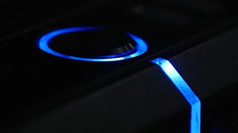 Blue LED Power Button On Off Video stock 47258332