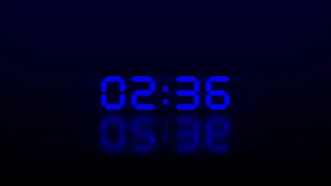 Blue LED timer display with reflection for 5 second countdown timer Stock-Footage 316058396